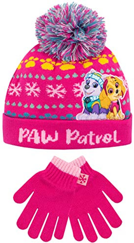 PAW PATROL Kinder Wintermütze und Handschuhe Set Skye Everest Rosa One Size