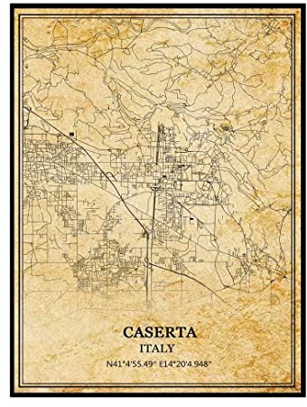 TANOKCRS Caserta Italien Väggdekoration Väggkonst Vintage Tryck Affisch Karta Konstverk Resa Souvenir Gåva Heminredning 24 x 28 cm Utan Ram
