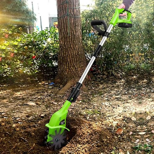 GEJLELDS Motoazada para huerto electrozappa con batería de Litio 20 V 4000 mAh azada con Motor eléctrico 2 Cuchillas de 15 cm Ancho Trabajo 10 cm Velocidad 250 RPM Mango ergonómico Cultivo jardín