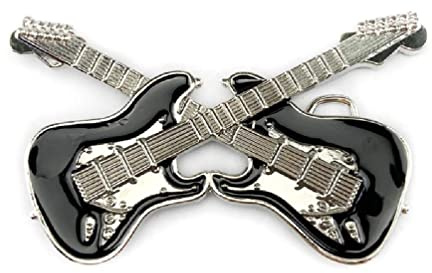 Huihuay Metal Guitar Shape Belt Buckle For Adult Unisex Music Lover Clothing Accessories Musical Instrument Shape Belt Buckle Black