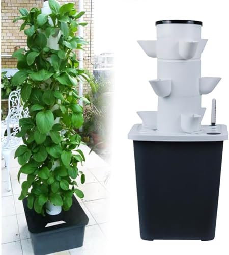 Hydroponik-Turm, Garten-Hydrokultur-Anbausystem, Aeroponik-Anbauset für Kräuter, Obst und Gemüse mit Hydratationspumpe, Adapter, Netztöpfen, Timer für Obst, Gemüse und Kräuter ( Size : 15holes )