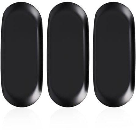 USHXVG 3 Pieces Black Tray, Black Jewelry, Coin Tray, Cosmetic Tray, Black Oval Tray, Black Tray Bathroom