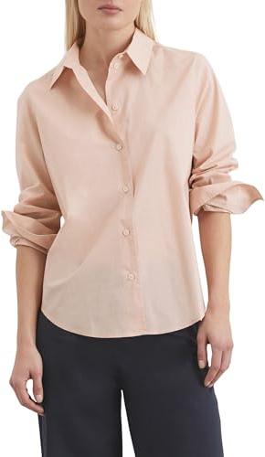 Marc OߴPolo Camisa de algodón orgánico Mujer con cuello Kent, Rosa (Chalky Peach), 42