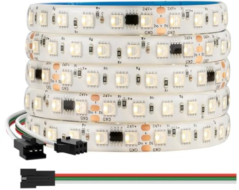 BTF-LIGHTING 5050SMD WS2814 IC RGBW 4-i-1 Adresserbar LED-remsa RGB + varmvit 5 m 84LEDs/m DC24V PCB vit IP65 vattentät Dreamcolor för heminredning DIY-projekt (endast band)