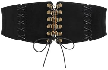 AOWVUTS Cinturones Ancho para Mujer Ancho Elástico Corsé Cintura Correa de Piel con Cordones Corsé Cinturón Retro Cinch Cinturón de Cintura Corsés Vestidos de Fiesta