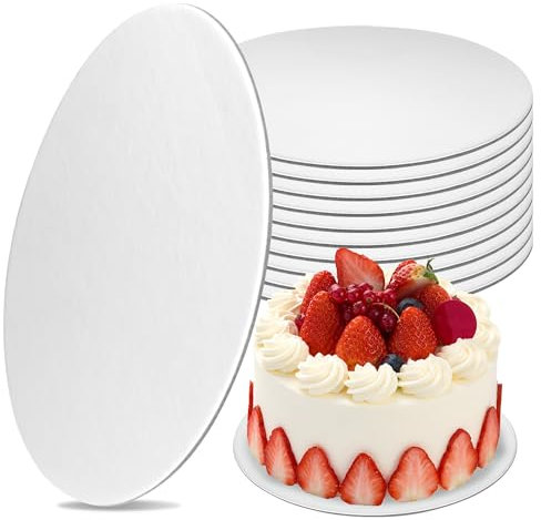HO-SFSM 10 Stück Cake Board, Silber Tortenplatte Tortenunterlagen mit lebensmittelecher Aluminiumbeschichtung, Rund 18 cm für Kuchen und Torten