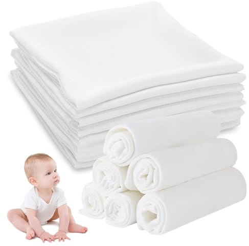 BAIFULAI Set om 20 spottdukar baby, 50 x 80 cm muslindukar baby, absorberande och ventilerande muslinblöjor, dregellappar, tygblöjor för rengöring, torka av och täcka nyfödda, tvättbara upp till 95 °C