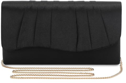 UBAYMAX Pochette Satin Femme, Sac de Soirée avec Chaîne Amovible Bandoulière, Petite Clutch Enveloppe Élégante 3-en-1 pour Mariage, Fête, Bal, Cérémonie & Anniversaire