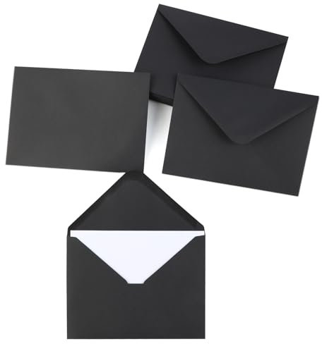 100 Stück Briefumschläge Kraftpapier Umschläge Briefumschlag B6 – 120 g/m² hochwertige Qualität mit Nassklebung ideal für Hochzeitseinladungen Grußkarten und Geburtstagskarten Schwarz