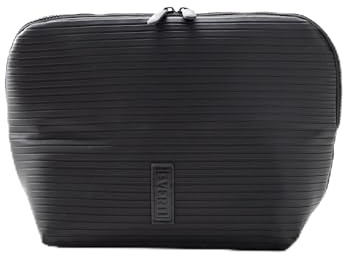 THE VERTI-Vertical Waterproof Makeup & Toiletry Bag | 23-Pocket Organizer with Upright, Fold-Down Design for Skincare, Toiletries & Essentials (Onyx)