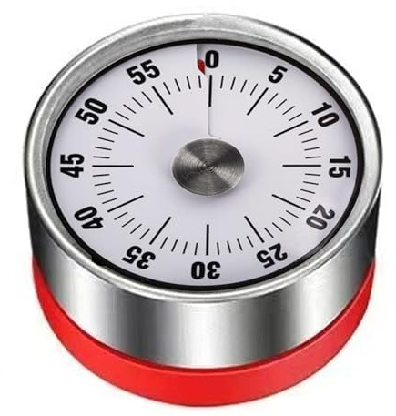 Timer magnetico per conto alla rovescia in acciaio inox, 60 minuti, sveglia meccanica, opzioni di quadrante multicolore, confezione da 2 per cucina, aula e ufficio, ecologico e design a batteria