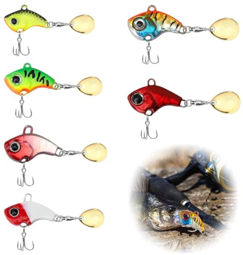LACHT 6 Piezas Señuelos de Pesca de Metal Duro, Cebo Artificial Duro, Cucharas de Trucha Señuelos, Accesorios de Pesca giratorios para Pesca de Charca y Perca