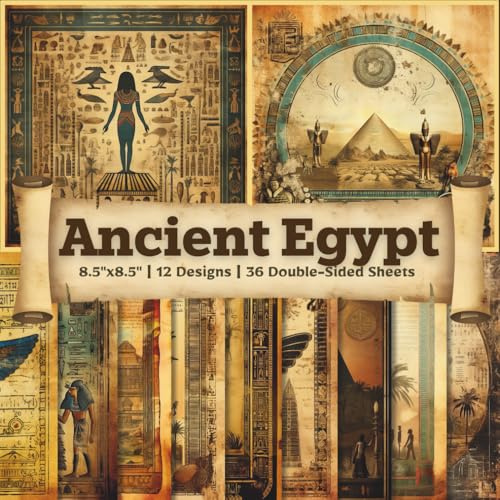 Ancient Egypt Scrapbook Paper Craft Pad: 12 Vintage Egyptian Designs, 36 Double-Side Sheets Printed on 8.5x8.5 Size Paper. Perfect for Card Making, ... Collage, Decoupage, Album, Decoration & More!