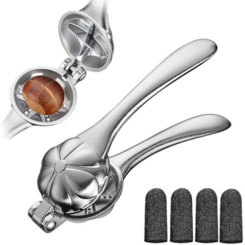 Ceriselle Maronenschneider, Edelstahl Kastanien Schneider & Nussknacker für Maronen, Multifunktionale Maronizange mit 4 Schnittfesten Finger-Schützern