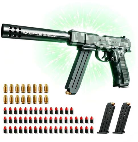 ZALBYUY Toy Gun with 50 Soft Bullets, Plastic Toy Models for Indoor Outdoor | 2 Bullet Clips, Various Accessories, EVA Foam Bullets, Realistic Shooting Experience