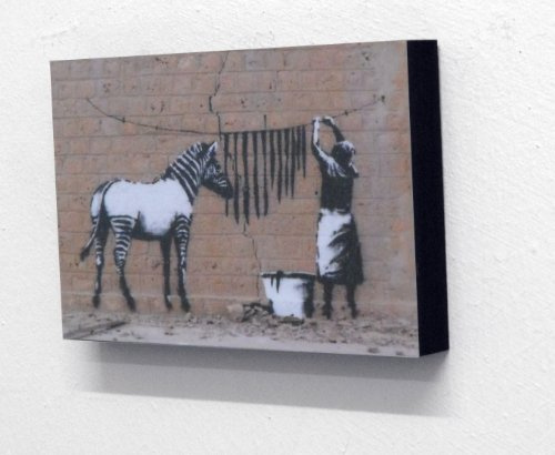 Totally Graphics 6 X 4 (postcard size) Block Mounted Print Banksy zebra stripes Graffiti