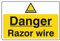LI-Safety 400x300mm Danger Razor Wire Sign - Rigid Plastic