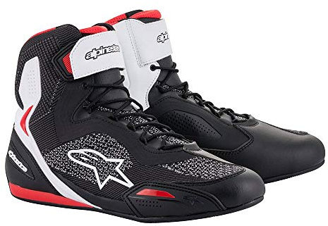 Alpinestars Faster-3 Rideknit 2510319123-43 Motorradstiefel, Schwarz/Weiß/Rot, Größe 43