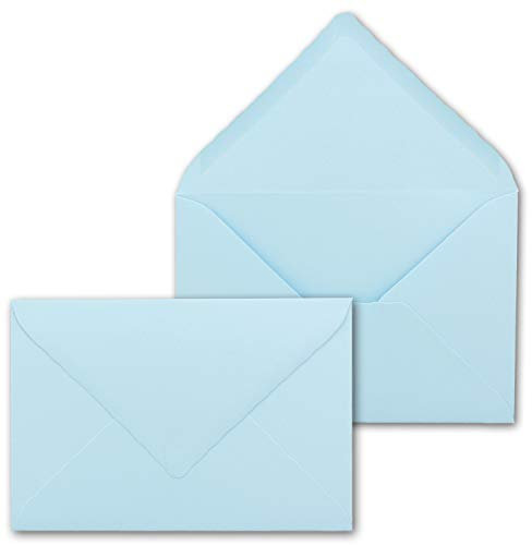 250 Brief-Umschläge mit Wellenschnitt - Hell-Blau - DIN C6-114 x 162 mm - 11,4 x 16,2 cm - mit wellenförmigen Rändern - Nassklebung - FarbenFroh by GUSTAV NEUSER