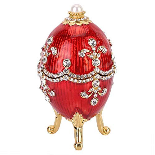 HEEPDD Oeuf Fabergé, Oeuf de paques peint à la main émaillé œuf fabergé Diamants Brillants Boîte De Bibelot Oeuf De Pâques pour Collier Bracelet Bague Décorations De Bureau