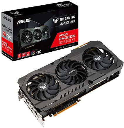 ASUS TUF Gaming AMD Radeon™ RX 6800 XT OC Edition Grafikkarte (PCIe 4.0, 16GB GDDR6, HDMI 2.1, DisplayPort 1.4a, Dual Ball Fan Bearings, All-Aluminum Shroud, verstärkter Rahmen, GPU Tweak II)