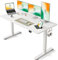 FEZIBO Bureau Debout Électrique Réglable en Hauteur, Table de 152 x 60 cm, Bureau de Travail Assis-Debout avec Panneau d'Assemblage, Cadre Blanc/Plateau Blanc