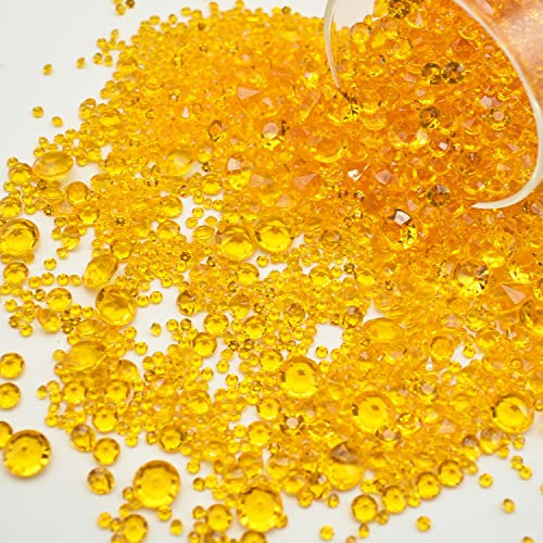 4000 Stück Streudeko Diamanten,Diamanten Deko,Acryl Kristalle Diamantene Streudeko Hochzeit,Acryl Diamant Tischdeko Strass für Vasenfüller Hochzeit Geburtstag 3mm,6mm,10mm Gelb