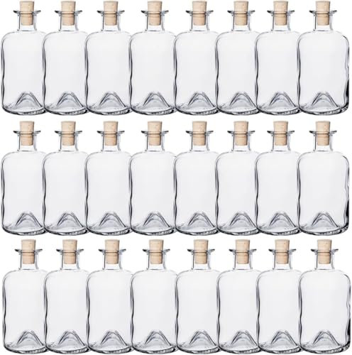 Flaschenland - 24 Apothekerflaschen Set, leer, 350 ml, Klarglas, Korken zum Verschließen, Ginflaschen, Rumflaschen, zum Selbstbefüllen, DIY, Spirituosenflasche