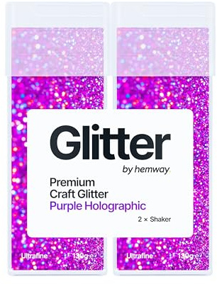 Hemway Craft Glitter Shaker Purple Holographic 130g x2 Pack Ultrafine