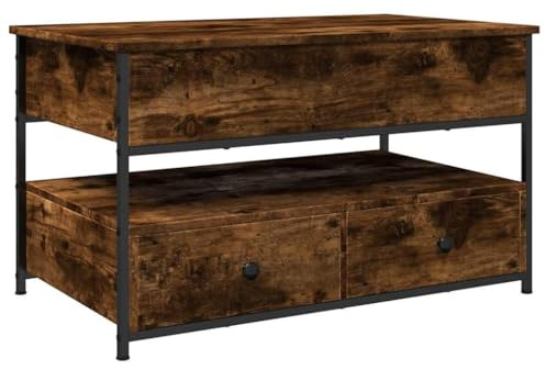 vidaXL Soffbord rökfärgad ek 85x50x50 cm konstruerat trä och metall, vardagsrumsbord, vardagsrumsmöbel, bord med förvaring, vardagsrumsmöbler