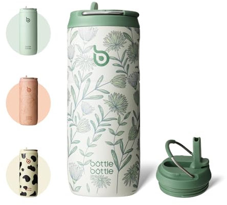 BOTTLE BOTTLE Insulated Water Bottle 500ML with Straw and Lid Stainless steel Sports Drink Flasks with Handle (flourishing flowers)