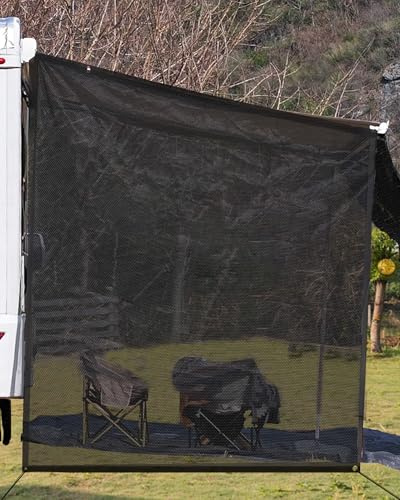 FoundGo Sonnenschutz Markise Wohnmobil [215-250cm] x 215cm – Sunblocker Markisen Vorderwand mit Keder, [220g/㎡ HDPE] Schattentuch, 75% Sichtschutz, UV Schutz Camping Markise, Sonnensegel als Zubehör