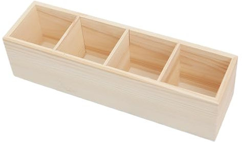 Fodlon Stiftehalter Holz, Quadrat Stiftehalter, 6 Fächer, 4 Fächer Schreibtisch Organizer Stifte, DIY Wooden Pen Holder, Pen Holder Organiser für Schreibware (A)