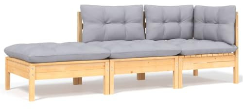 Myheimly Garten Sofa, Gartensofa,Gartencouch Modular,Sofa Couch Gartenmöbel Gartengarnitur, Garten-Sofa-Modul Braun und Grau,Eckteil + Mittelteil + Fußstütze