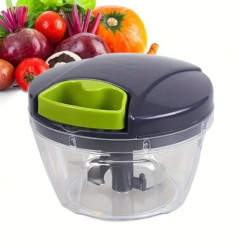 STANK Manual Food Chopper Vegetable Cutter, 520ml Pull String Portable Mini Chopper, Multi-Function Mini Food Processors with Handle and Cover, Small Foods Processor for Veggies Ginger Fruits Nuts