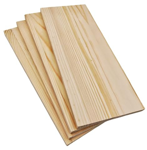 Tavole di legno rettangolari, blocchi di legno non verniciati per fai da te, 25 x 10 x 1 cm, in bianco, per intaglio, pittura e sabbiatura, confezione da 4