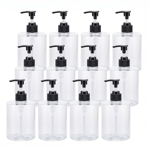 YANCAER - 24 Piezas de Transparent Botella Dispensadora de Loción Recargable 500 ml – Ideal para loción, jabón de Manos, champú, Gel de Ducha, Limpiador Facial o acondicionador.