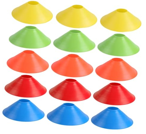 YARNOW Set 15 Coni da Calcio per Allenamento di Agilità Coni di Plastica Resistenti e Colorati per Esercizi Sportivi Marcatori Stabili per Calcio Basket e attività all’Aperto