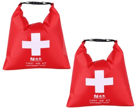 SEWACC 2pcs Paquet Étanches de Premiers Secours Flottants en Nylon pour Navigation et Voile, Paquet de Rangement Portable Rouge