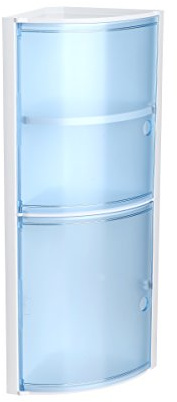 TATAY Placard Salle de Bain d'Angle avec 2 Portes | Fixation avec ou sans Vis | Polypropylène | Vis Incluses | Montage Facile| Charge jusqu'à 8 kg | Plastique Résistant | 20x20x62,5 cm - Bleu