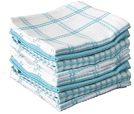 T-Fal Premium Waffle Dish Cloths: Highly Absorbent, Super Soft Long Lasting - 100% Cotton, 12x13 Towel for Cleaning & Drying, (8-Pack), Breeze