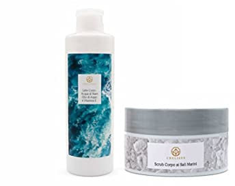 Crelisse Scrub Corpo Uomo e Donna, Trattamento Corpo Idratante e Rigenerante Composto dal Latte Acqua di Mare (250 ml) e Scrub ai Sali Marini (250 ml). Pelle Lascia, Vellutata, Elastica e più Luminosa