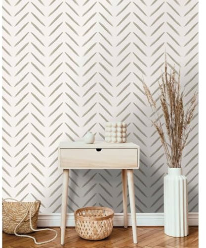 Chevron Brush Marks Wallpaper Taupe Holden 13041 - Taupe/Cream