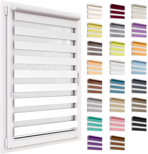 Doppelrollo ohne Bohren, 55x150cm Stoffgröße, Duo Rollo Klemmfix, Easyfix, lichtdurchlässig und verdunkelnd, Day&Night, Klemmrollo Sonnenschutzrollo Fensterrollo für Fenster & Türen