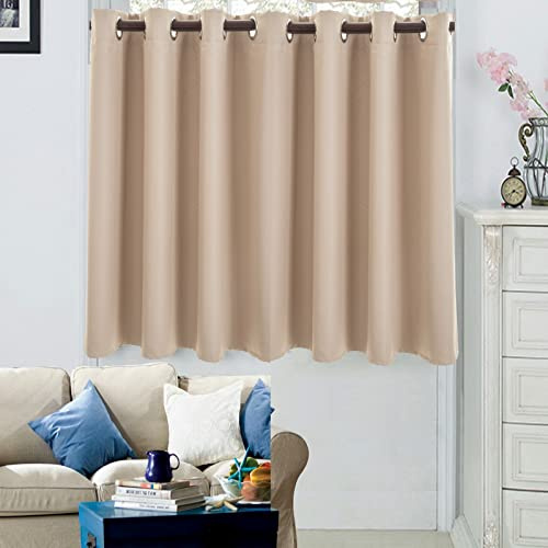 A.Monamour Tenda Corta per Finestra Piccola Tenda Oscurante Solida Beige Tendina Tenda da Cucina Bistrot Caffè Mezza Tenda Mantovana Tenda a Vetro Tenda a Pannello Tenda Porta Armadio Lavandino