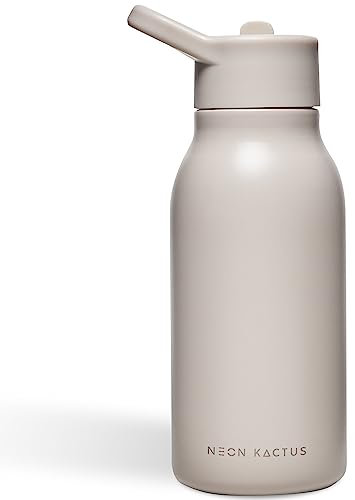 Neon Kactus Kinder | Edelstahl-Trinkflasche für Kinder mit Trinkhalm | Doppelwandige Vakuumisolierung für Kinder | Hält Wärme oder Kälte stundenlang | Für immer jung, 340ml