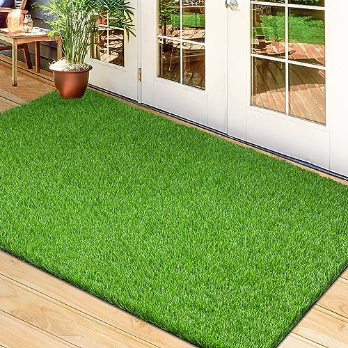 TREETONE Alfombra de césped Artificial, 3 x 5 pies, Alfombra de césped Realista, para Interiores y Exteriores, césped Verde, raspador Multiusos de Entrada en el hogar, Patio, césped,
