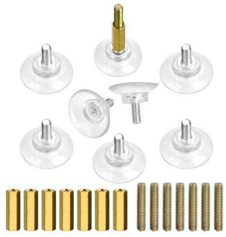 Sankoly Lot de 8 ventouses pour dessus de table en verre de 3,3 cm avec vis M6 robuste et vis d'extension, hauteur réglable, convient pour table en verre