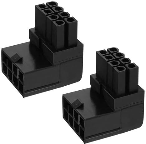 The Lord of the Tools 2 st 8-stifts strömadapter 90 graders GPU VGA PCIe-kontakt för stationära datorer grafikkort rät vinkel armbågsadapter svart (vinklad uppåt)