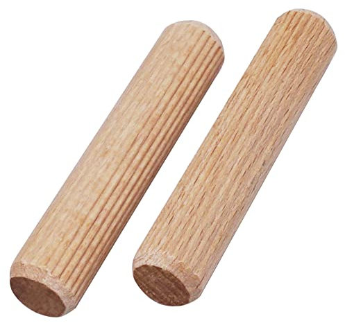 SKIR'CO (10 Stück) Holzdübel 16 x 75 mm, gerillte Holzdübel, geriffelte Stifte für Möbel, gerillte Dübel